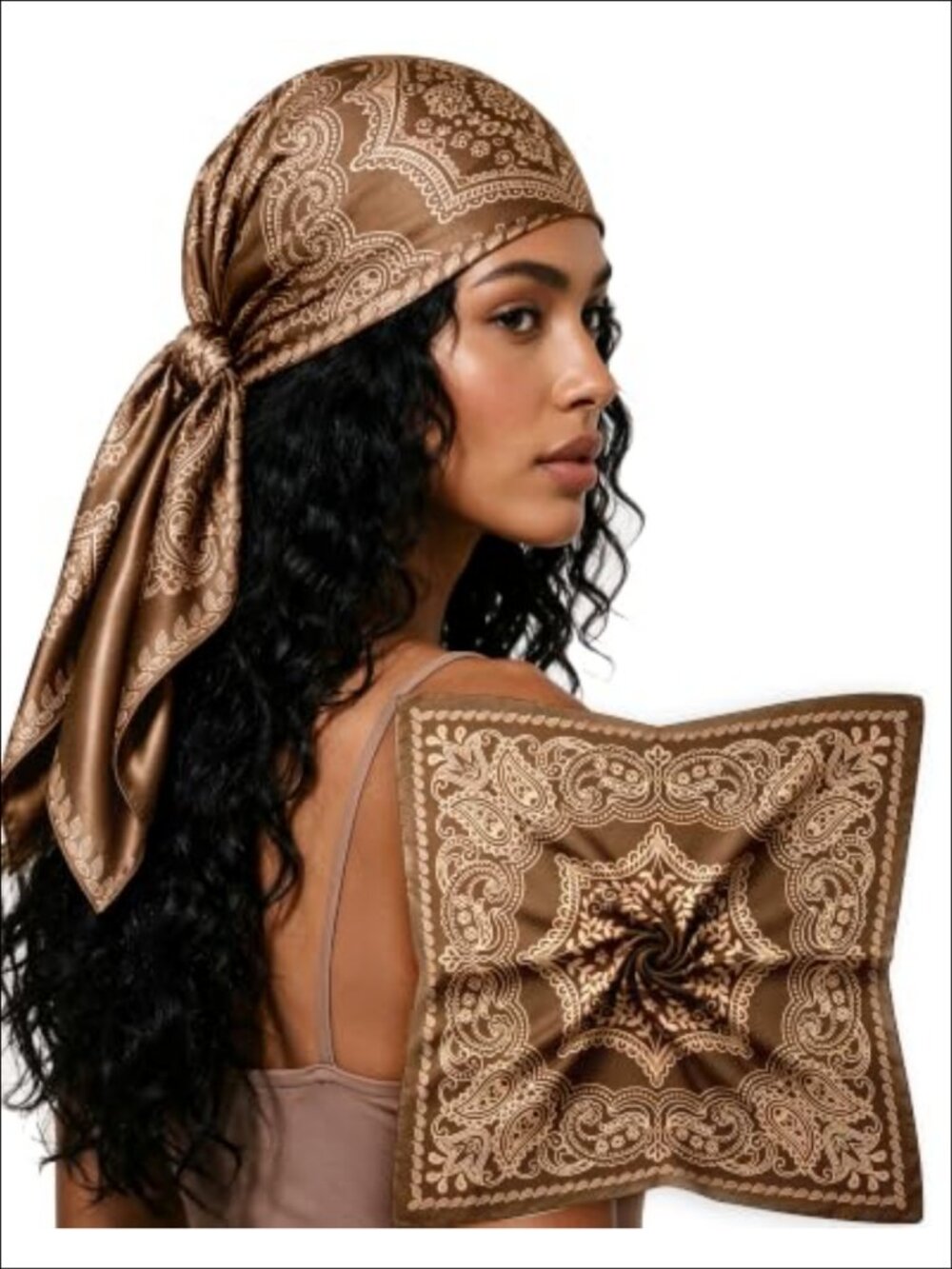 Satin Silk Feel Square Scarf 27.5" Head Wrap Bandana Hair Scarf